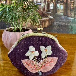 MONEDERO DE TELA DISEÑO FLORES ESTILO JAPONES