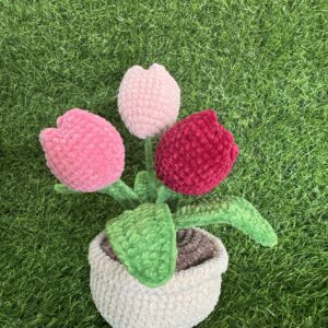 TULIPANES EN MACETITA AMIGURUMI TEJIDO